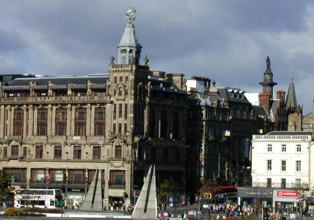 Looking down on Jenners in Princes Street