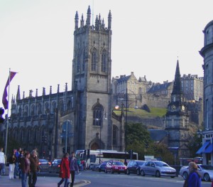Top end of Princes street looking toward Edinburgh Castle
